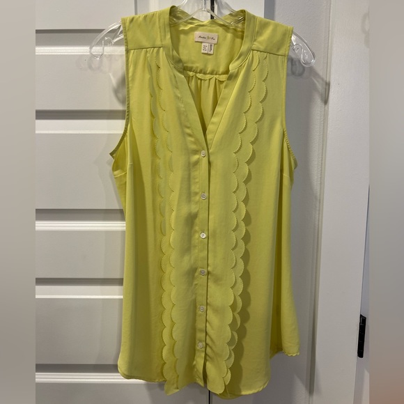 Anthropologie button down blouse - Chartreuse - Picture 1 of 4